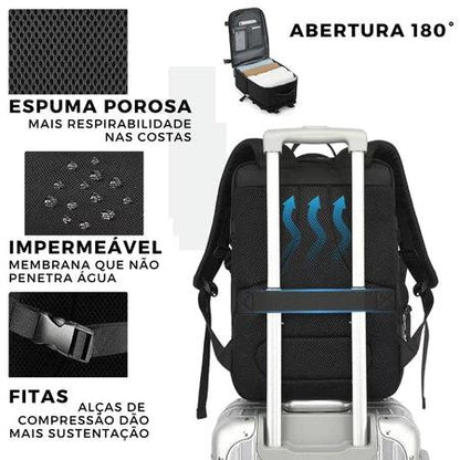 Mochila de Viagem USB Impermeável e Reforçada - TravelPro©